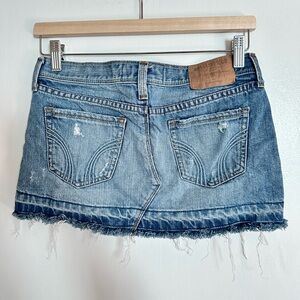 Hollister Light Blue Distressed Denim Mini Skirt